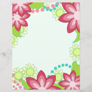Tropiska blommor   Rosa Coral Stationery Papper