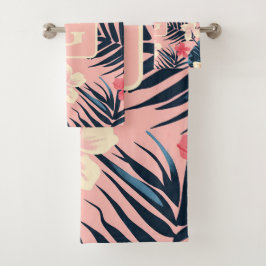 Tropiska blommor rosa personlig Monogram