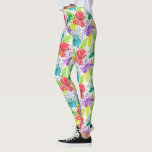 Tropiska blommor, sömlösa mönster leggings<br><div class="desc">Moderna vattenfärger,  färgstarka tropiska blommor,  sömlöst mönster med vit bakgrund.</div>