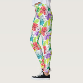 Tropiska blommor, sömlösa mönster leggings