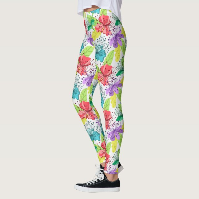 Tropiska blommor, sömlösa mönster leggings (Vänster)