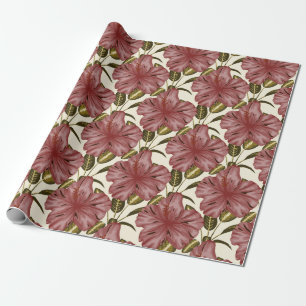 Tropiska blommor, sömlösa mönster Röda blommor Presentpapper