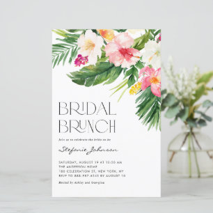 Tropiska blommor sommar bröllopsbrunch inbjudan