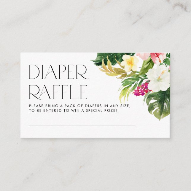 Tropiska blommor Sommerbabyskor Diaper Raffle Tilläggskort (Framsida)