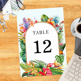 Tropiska Blommor Strandbröllop Bordsnummer