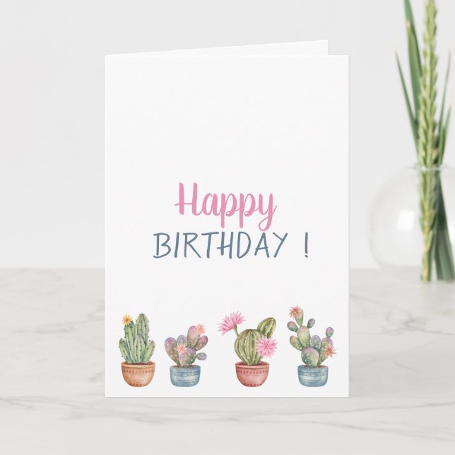 Tropiska blommor Succulents Birthday Kort (Framsida)