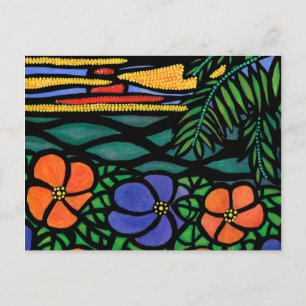 Tropiska blommor Sunset Vykort