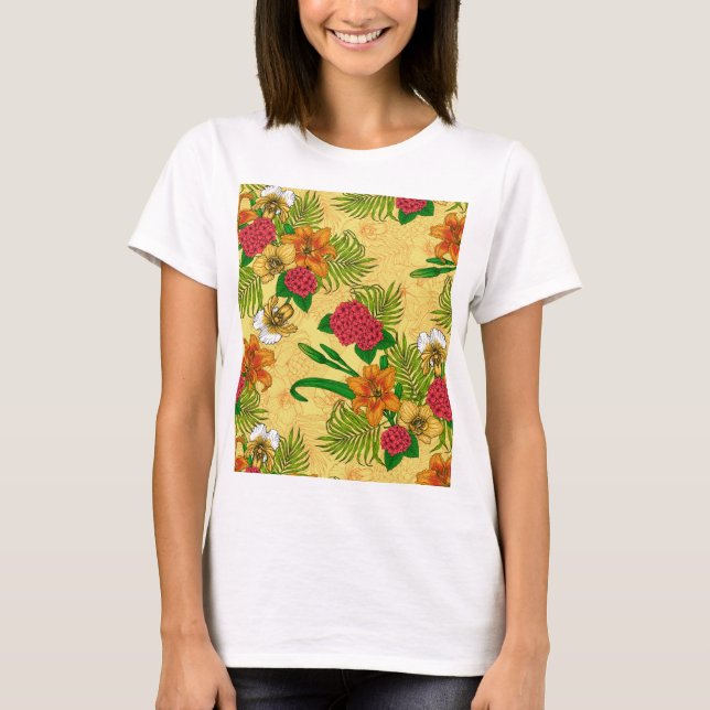 Tropiska blommor T-Shirt (Framsida)