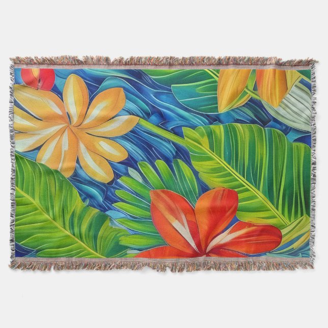 Tropiska blommor två filt (Framsidan)