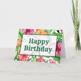 Tropiska blommor vid söt Rosa och Orange Kort