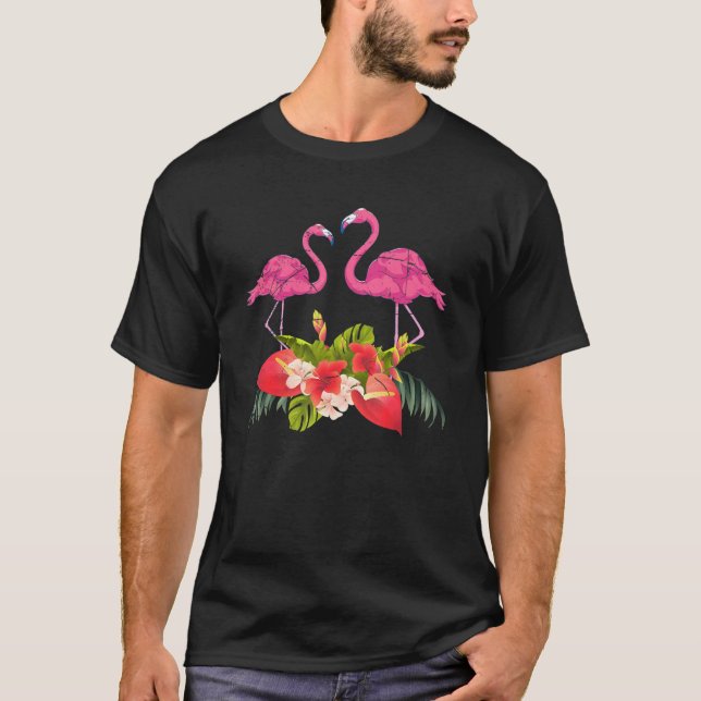 Tropiska blommor Zoo Animal Exotic Bird Älskare Ro T Shirt (Framsida)