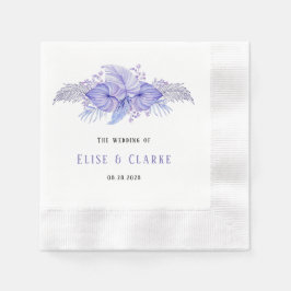 Tropiska Blue- och Lila Handflatan Löv Bröllop Pappersservett