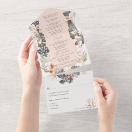 Tropiska Böhmen-Blommigten Blek  Bröllop alla in i