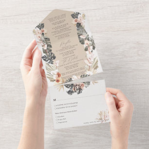 Tropiska Böhmen-Blommigten Taupe Bröllop