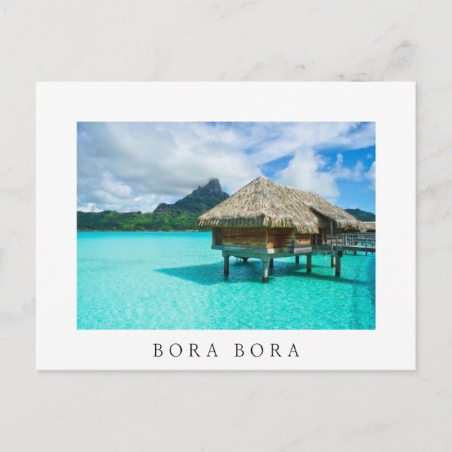 Tropiska Bora Bora över vatten-bungalow i lagunen Vykort (Framsida)