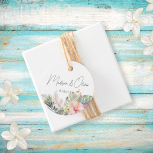 Tropiska botaniker Watercolor Wedding Favor Gåvor Etiketter