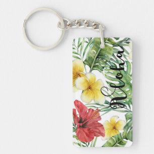 Tropiska botaniska blad och blommor Blommig Aloha