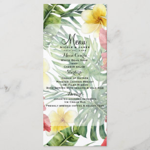 Tropiska botaniska blad och blommor Blommig meny