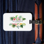 Tropiska botaniska blommigtar sommarsemester  bagagebricka<br><div class="desc">Konstruktion av tropisk botanisk blommigt sommarsemesterlöv snyggt personlig.</div>