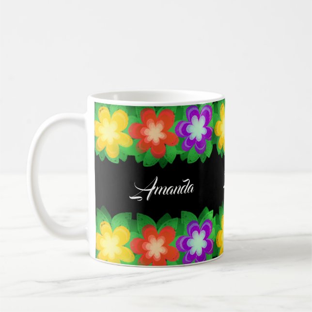Tropiska botaniska blommor kaffemugg (Vänster)
