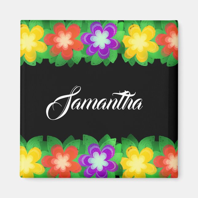 Tropiska botaniska blommor magnet (Framsidan)