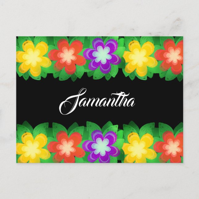 Tropiska botaniska blommor vykort (Framsida)