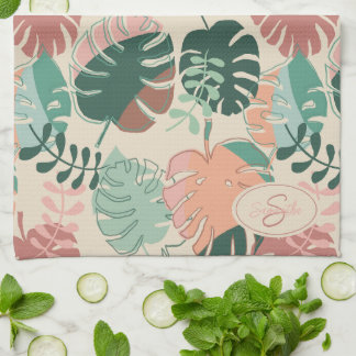 Tropiska botaniska Löv monogram kökshanddukar
