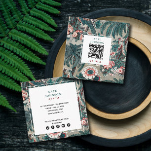 Tropiska botaniska QR-Social-medieikoner för QR-ko Fyrkantigt Visitkort