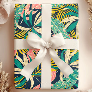 Tropiska botaniska sommarpalmblad presentpapper
