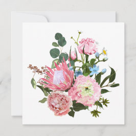 Tropiska bouquet med rosa blommor. inbjudningar