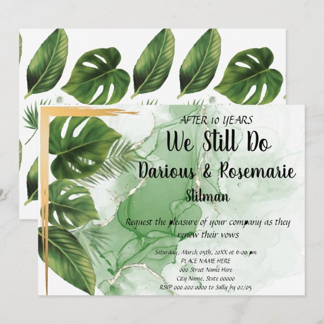 Tropiska Bröllop-årsdagen för förnyelse av könen v Inbjudningar (Fram/baksida)