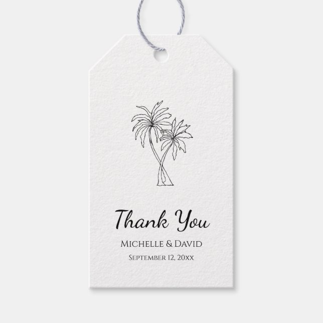 Tropiska Bröllop-Eleganten Handflatan Träd Presentetikett (Framsidan)