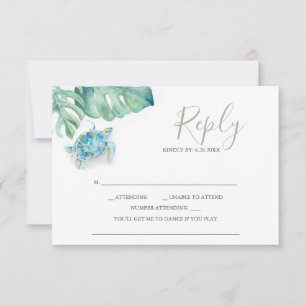 Tropiska Bröllop OSA Cards Sea Turtle Handflatan L Kort