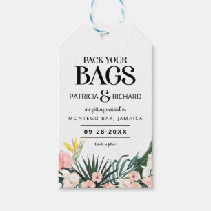 Tropiska Bröllop spara datum Presentetikett