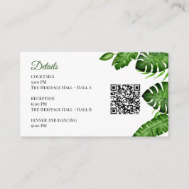 Tropiska Bröllopsdetaljer QR-kod Monstera Grönska Tilläggskort