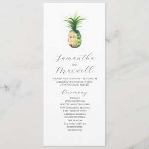 Tropiska Bröllopsprogram Akvarell Pineapple Inbjudningar