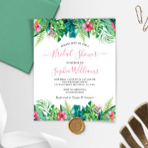 Tropiska budgetflöden Inbjudningskort för möhippan