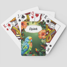 Tropiska buggdjungeln, fågelvattenfärg hibiscus casinokort