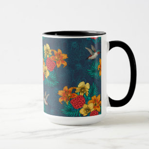 Tropiska buketter och hummingfåglar mugg