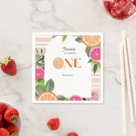 Tropiska Citrus Baby första födelsedag Vattenfärg Pappersservett