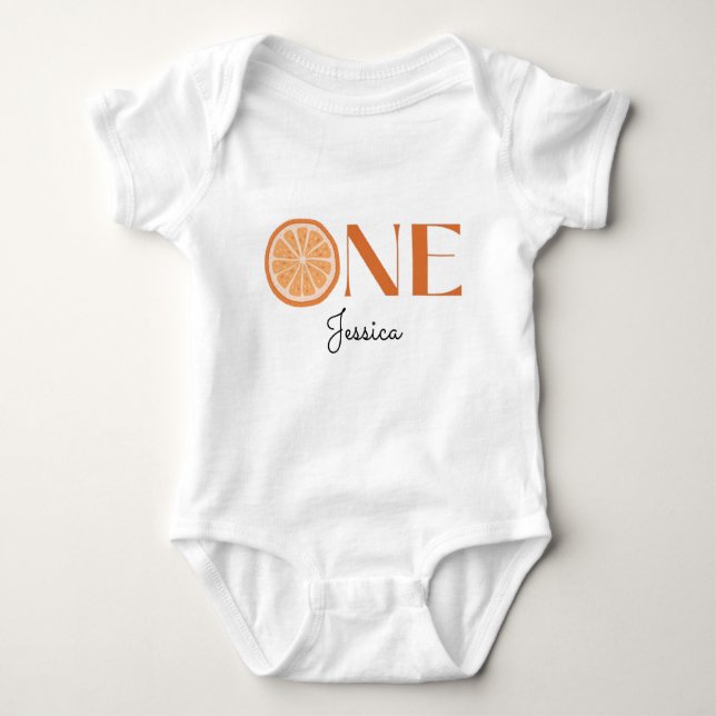 Tropiska Citrus Baby första födelsedag Vattenfärg T Shirt (Framsida)