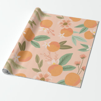 Tropiska Citrus-Blommigtens Rosa Presentpapper