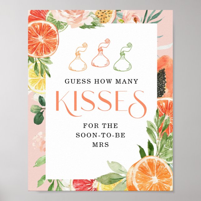Tropiska Citrus-Möhippan Hur många Kisses-tecken Poster (Framsidan)