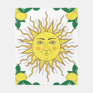 Tropiska citrusfrukter med blommorna ram och fleecefilt