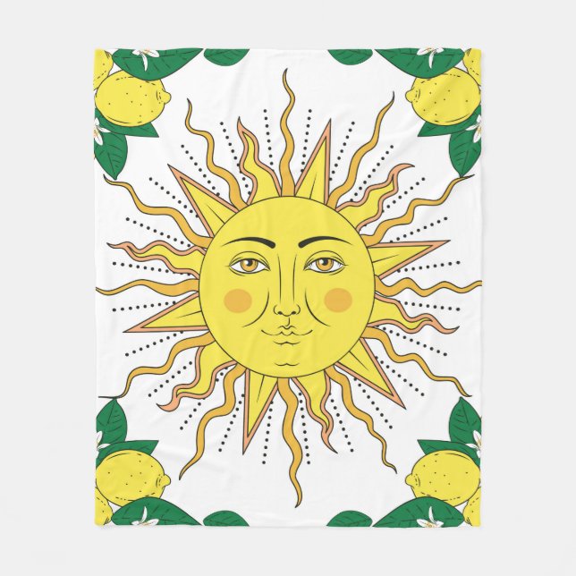 Tropiska citrusfrukter med blommorna ram och fleecefilt (Framsidan)