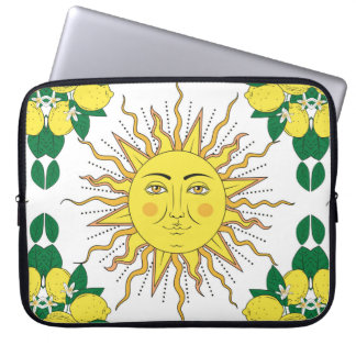 Tropiska citrusfrukter med blommorna ram och laptop fodral
