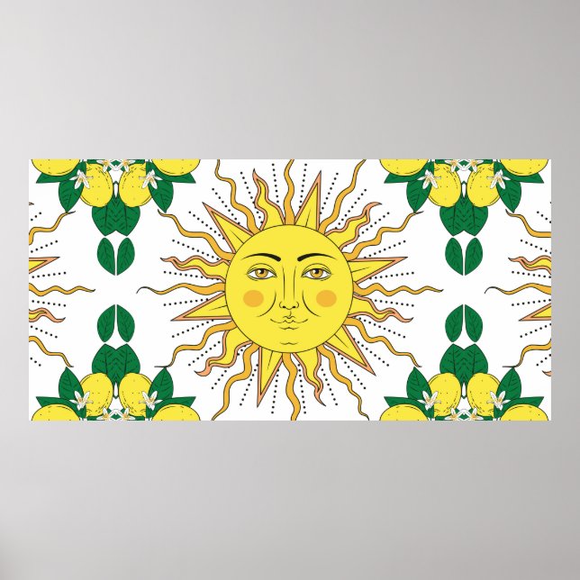Tropiska citrusfrukter med blommorna ram och poster (Framsidan)