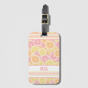 Tropiska citrusfrukter Mönster Namn Monogram Bagagebricka