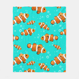 Tropiska clownfish & Bubbles Mönster Fleecefilt