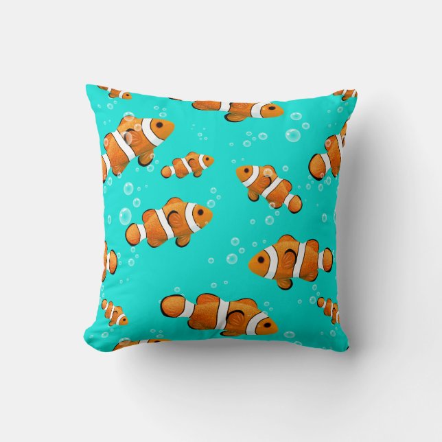 Tropiska clownfish & Bubbles Mönster Kudde (Framsida)
